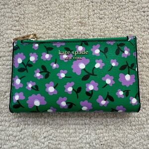 Kate Spade Green and Purple Floral Wallet